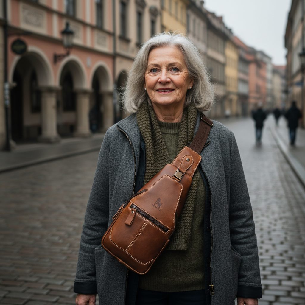 Bolsa peitoral de couro Leon