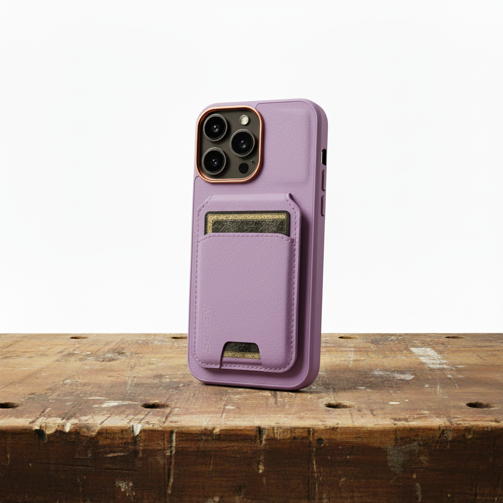 Capa para celular Adrian com aparência de couro