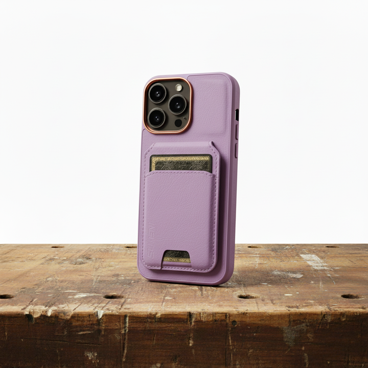 Capa para celular Adrian com aparência de couro