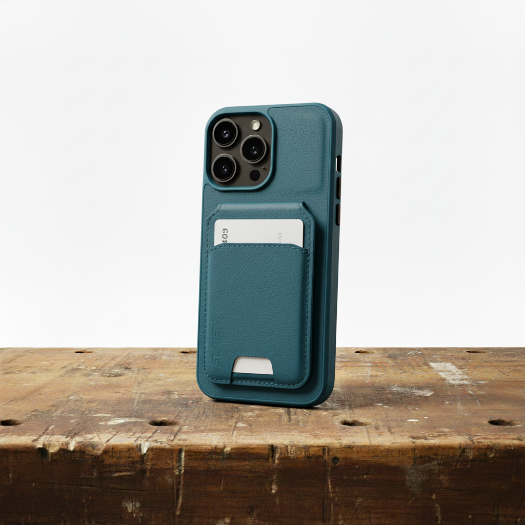 Capa para celular Adrian com aparência de couro