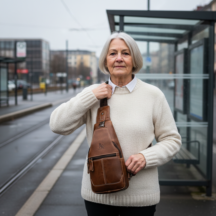 Bolsa peitoral de couro Leon